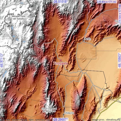 Topographic map of Tinogasta