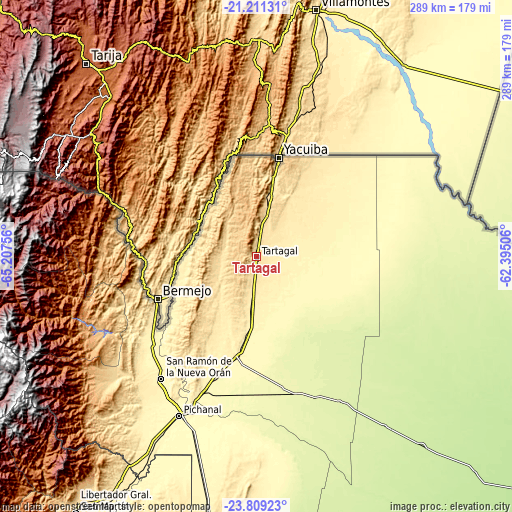 Topographic map of Tartagal