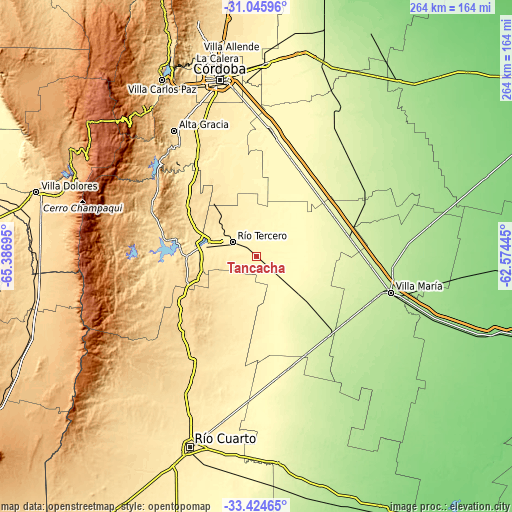 Topographic map of Tancacha