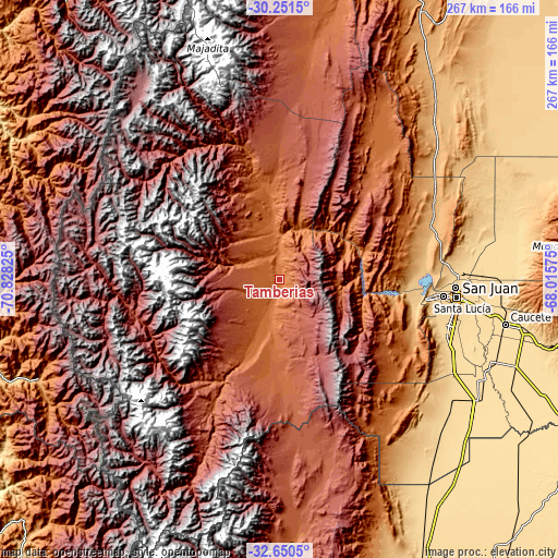 Topographic map of Tamberías