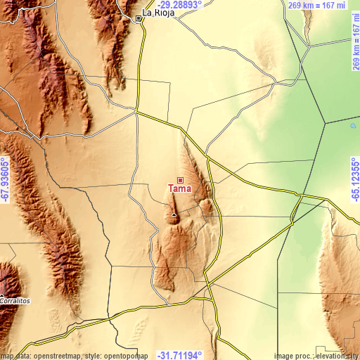 Topographic map of Tama