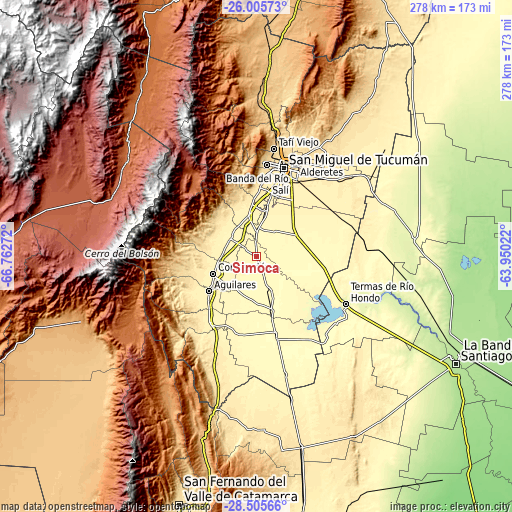 Topographic map of Simoca