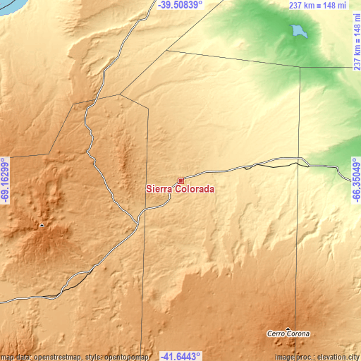 Topographic map of Sierra Colorada