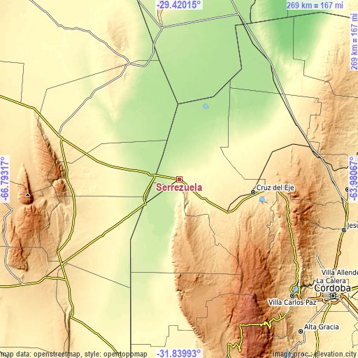 Topographic map of Serrezuela