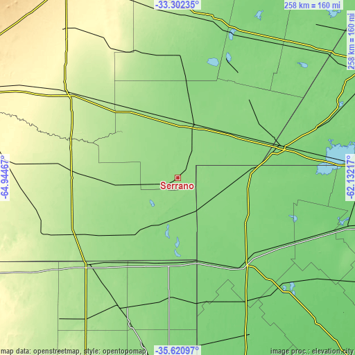 Topographic map of Serrano