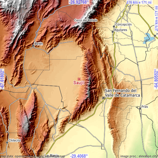Topographic map of Saujil