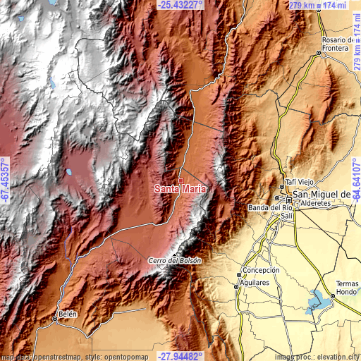 Topographic map of Santa María