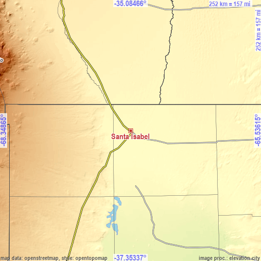 Topographic map of Santa Isabel