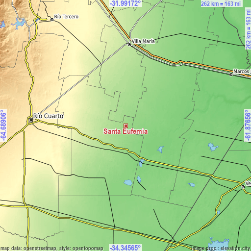 Topographic map of Santa Eufemia