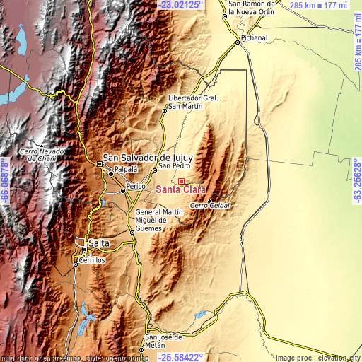 Topographic map of Santa Clara