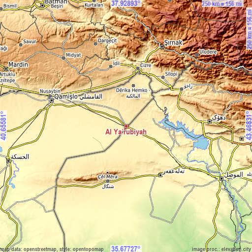 Topographic map of Al Ya‘rubīyah