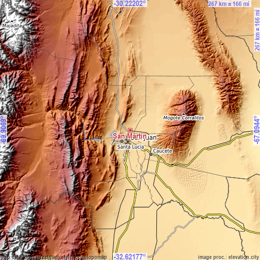 Topographic map of San Martín