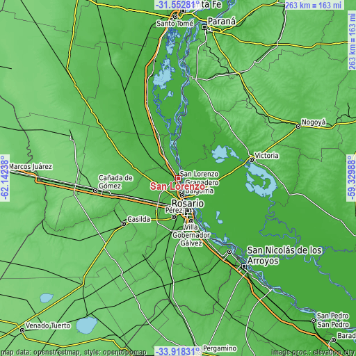 Topographic map of San Lorenzo