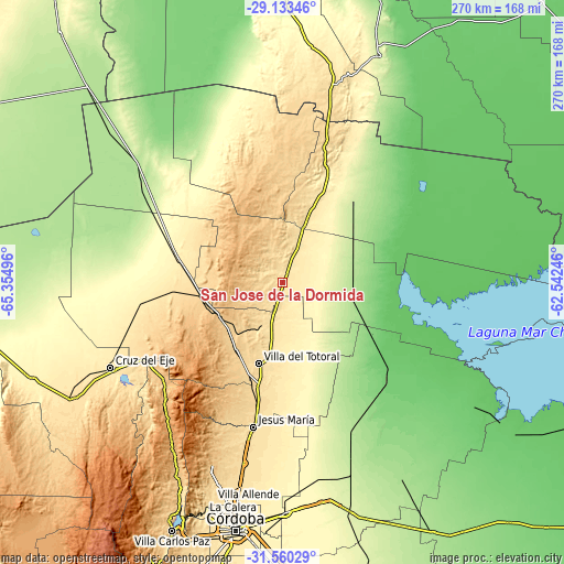 Topographic map of San José de la Dormida