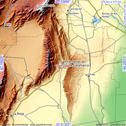 Topographic map of San José
