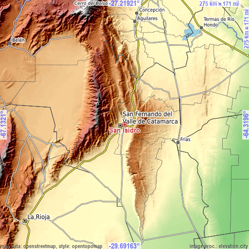 Topographic map of San Isidro