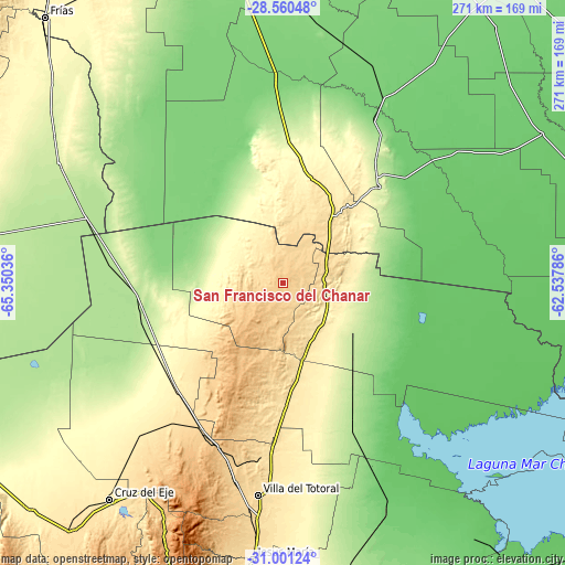 Topographic map of San Francisco del Chañar