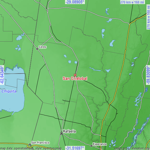 Topographic map of San Cristóbal