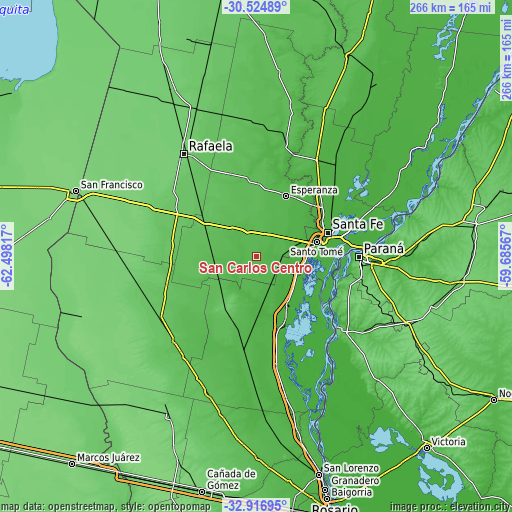 Topographic map of San Carlos Centro