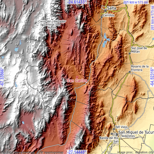 Topographic map of San Carlos