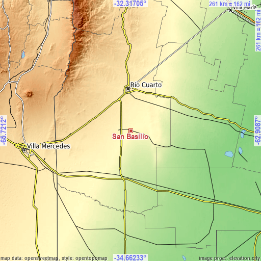 Topographic map of San Basilio