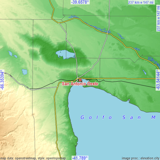 Topographic map of San Antonio Oeste