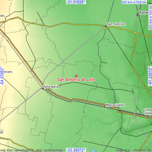 Topographic map of San Antonio de Litín