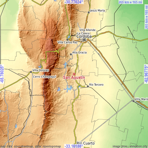 Topographic map of San Agustín