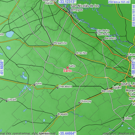 Topographic map of Salto