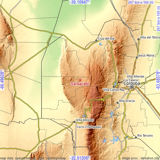 Topographic map of Salsacate