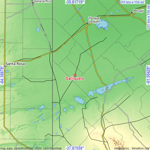 Topographic map of Salliqueló