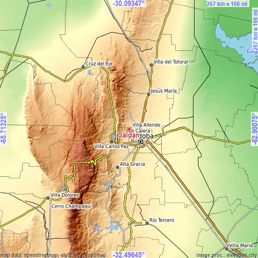 Topographic map of Saldán