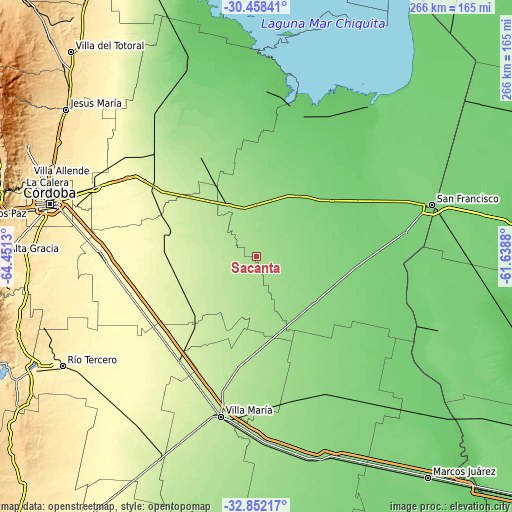 Topographic map of Sacanta