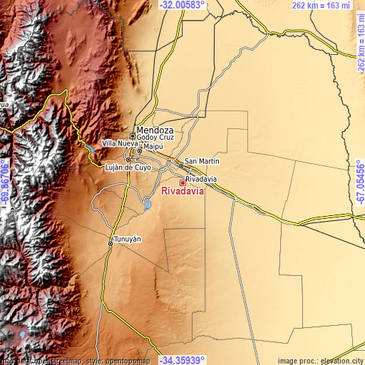 Topographic map of Rivadavia