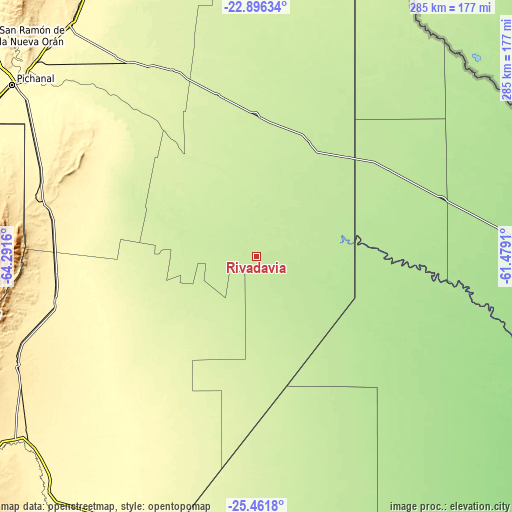 Topographic map of Rivadavia