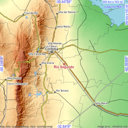 Topographic map of Río Segundo