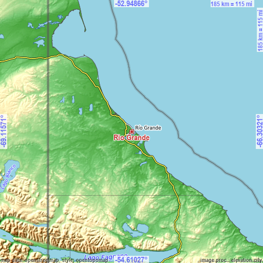 Topographic map of Río Grande