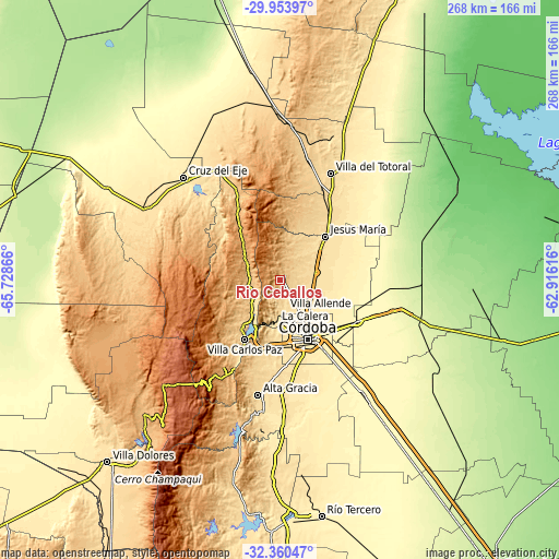 Topographic map of Río Ceballos