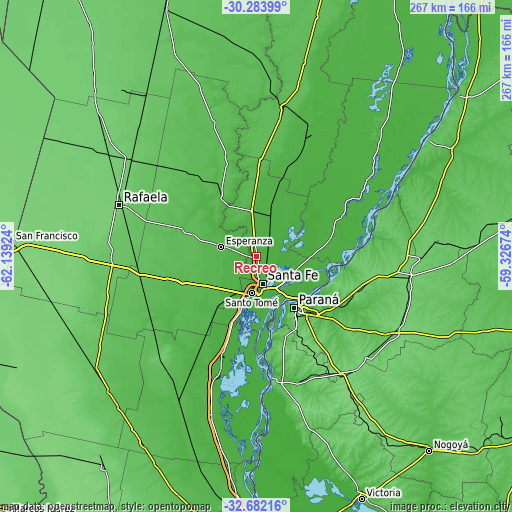 Topographic map of Recreo