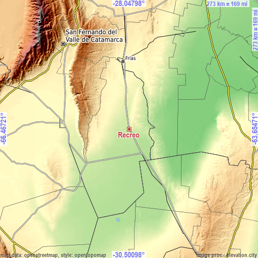 Topographic map of Recreo