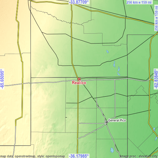 Topographic map of Realicó