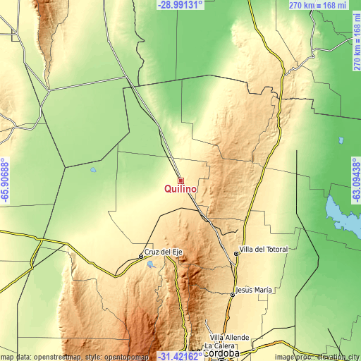 Topographic map of Quilino