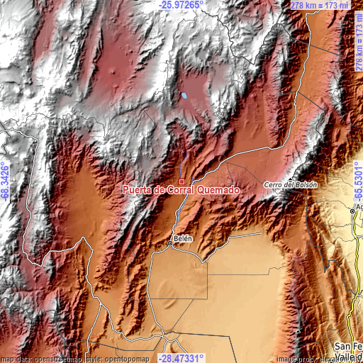 Topographic map of Puerta de Corral Quemado