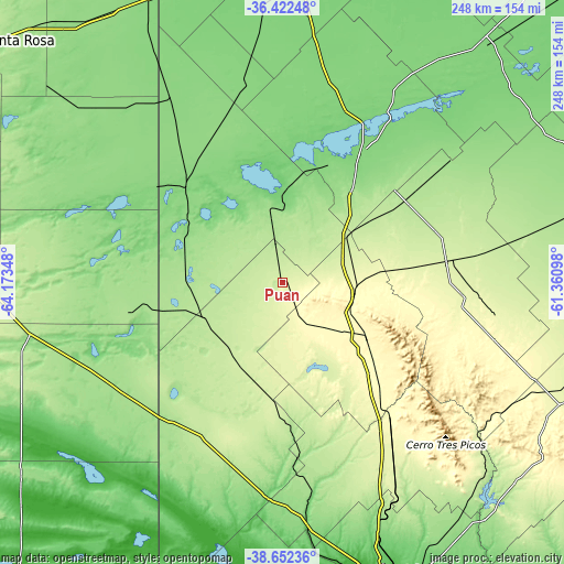 Topographic map of Puan