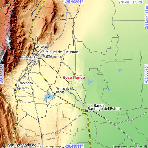 Topographic map of Pozo Hondo