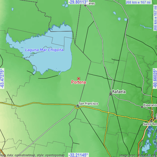 Topographic map of Porteña