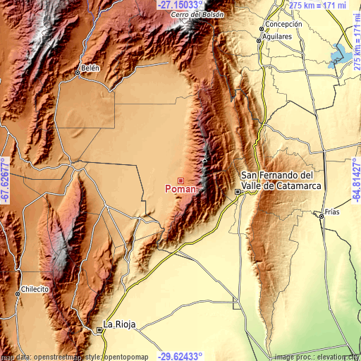 Topographic map of Pomán
