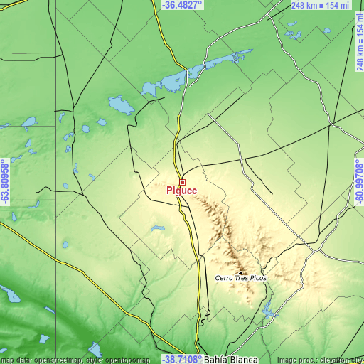 Topographic map of Pigüé