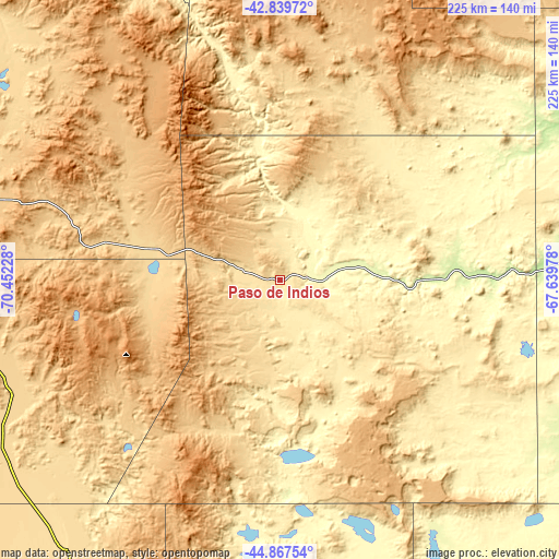 Topographic map of Paso de Indios