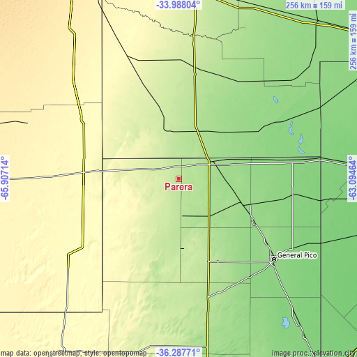 Topographic map of Parera